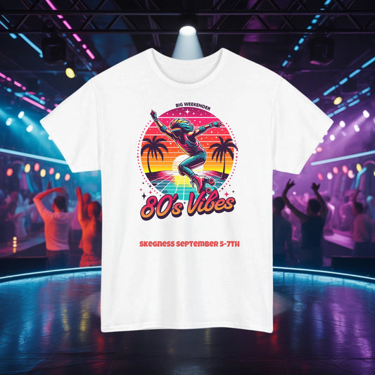 80s Vibes - Adult Weekender Front and Back Personalised Unisex Heavy T-Shirt 80s - Adult Weekender