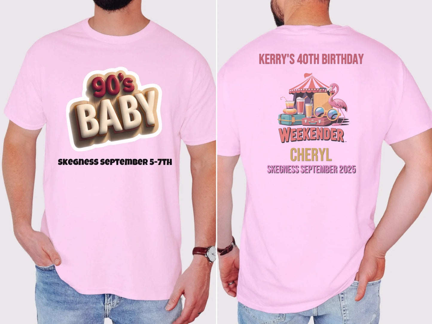 90s Baby 2 - Adult Weekender Front and Back Personalised Unisex Heavy T-Shirt or Hoodie - 90s - Adult Weekender