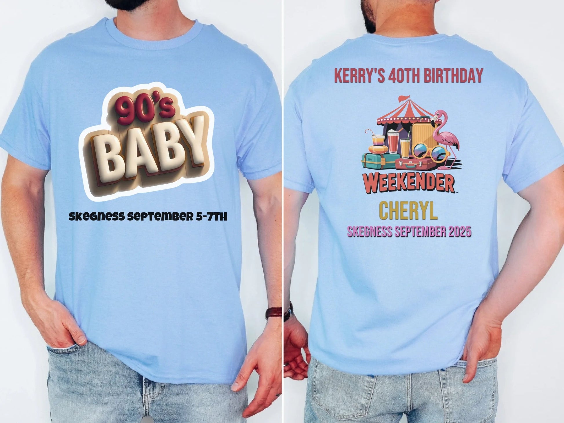 90s Baby 2 - Adult Weekender Front and Back Personalised Unisex Heavy T-Shirt or Hoodie - 90s - Adult Weekender