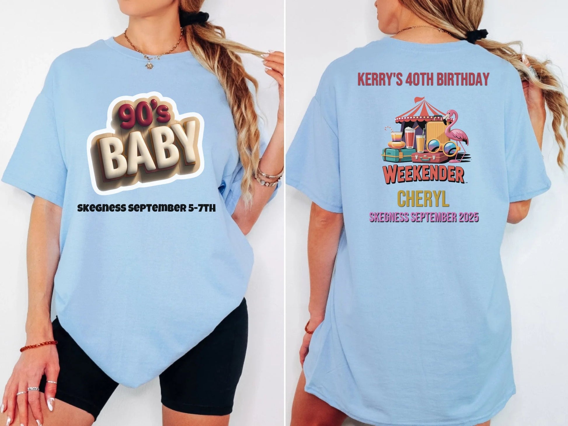 90s Baby 2 - Adult Weekender Front and Back Personalised Unisex Heavy T-Shirt or Hoodie - 90s - Adult Weekender