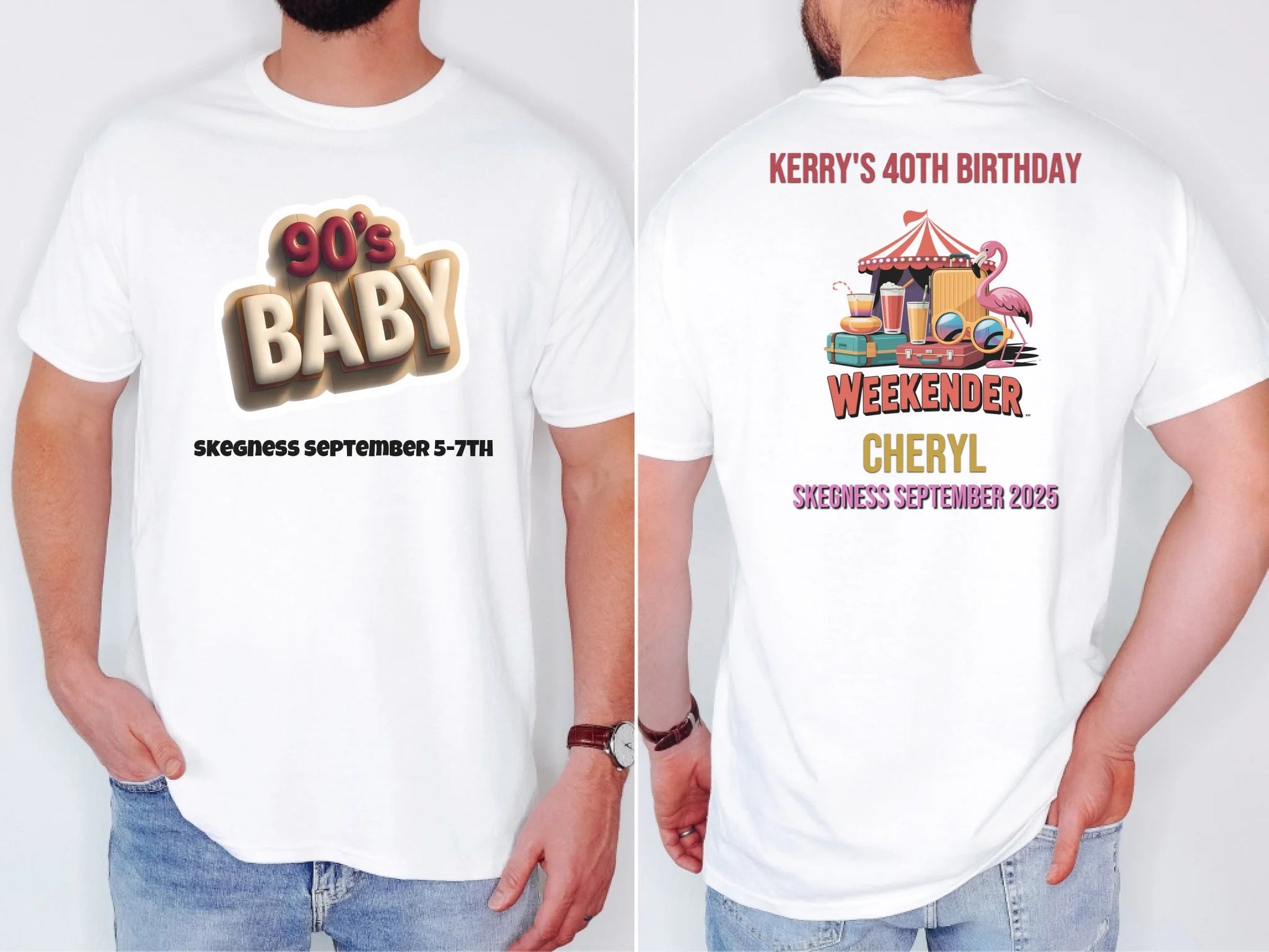 90s Baby 2 - Adult Weekender Front and Back Personalised Unisex Heavy T-Shirt or Hoodie - 90s - Adult Weekender