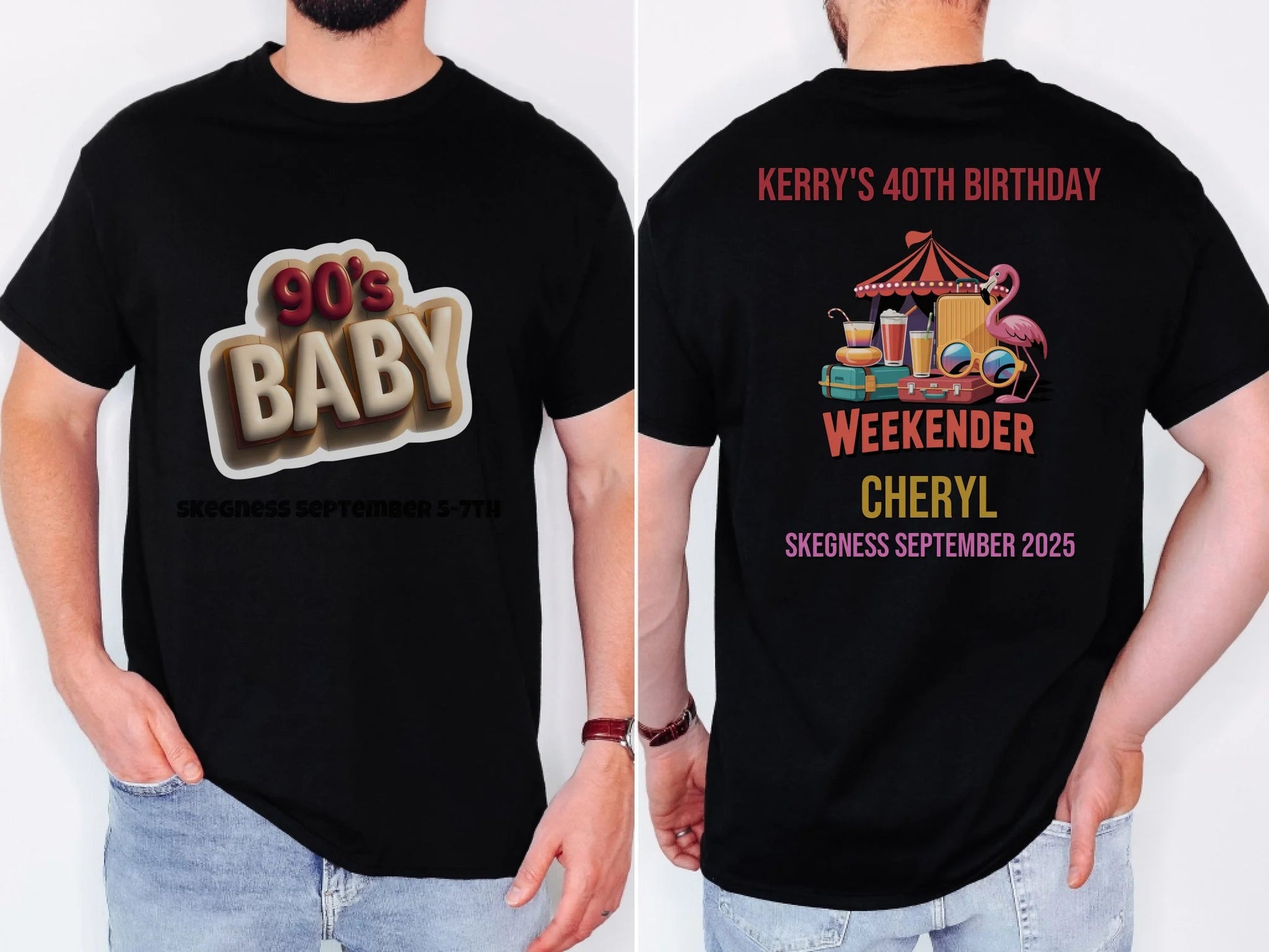 90s Baby 2 - Adult Weekender Front and Back Personalised Unisex Heavy T-Shirt or Hoodie - 90s - Adult Weekender