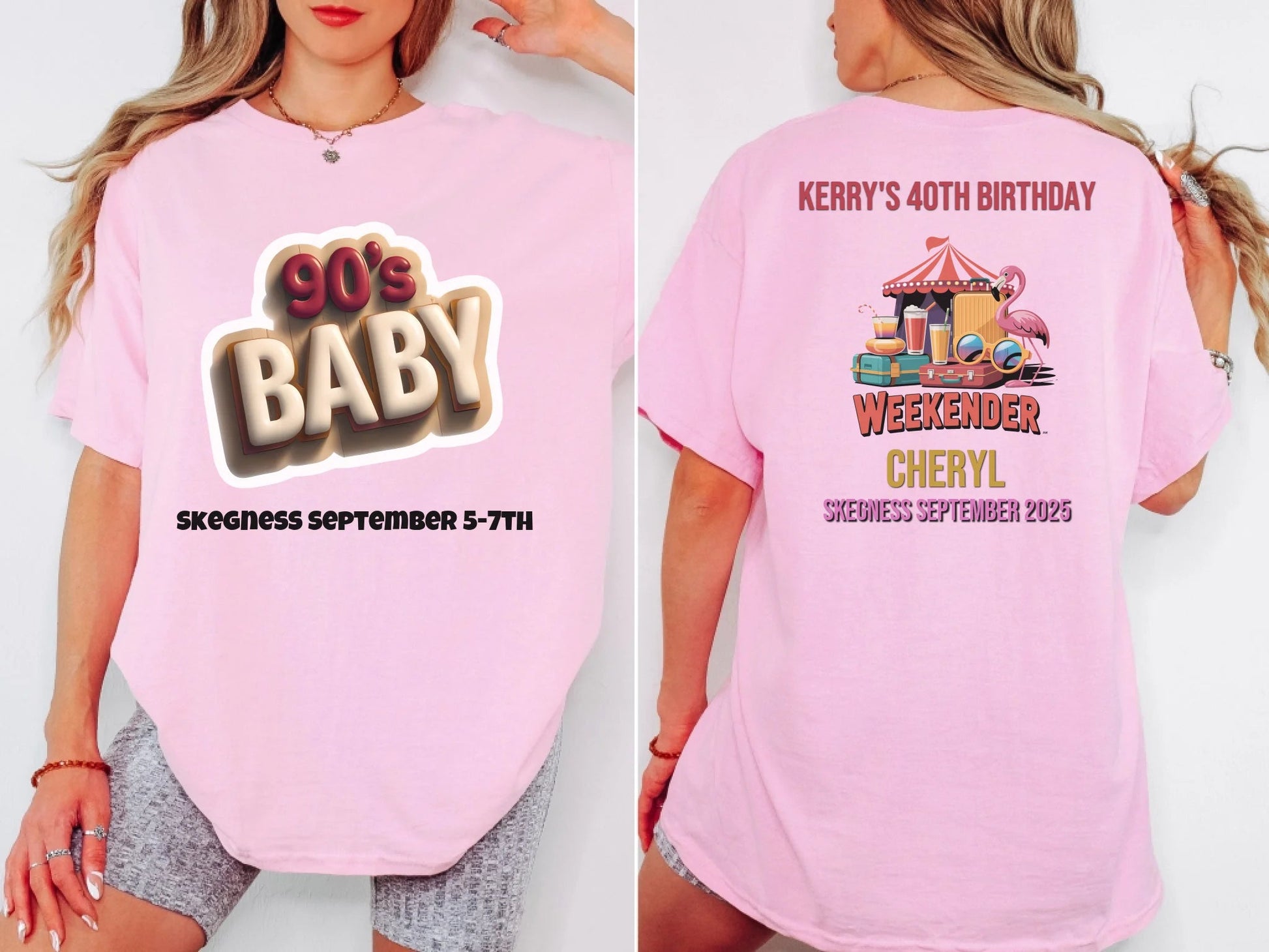 90s Baby 2 - Adult Weekender Front and Back Personalised Unisex Heavy T-Shirt or Hoodie - 90s - Adult Weekender