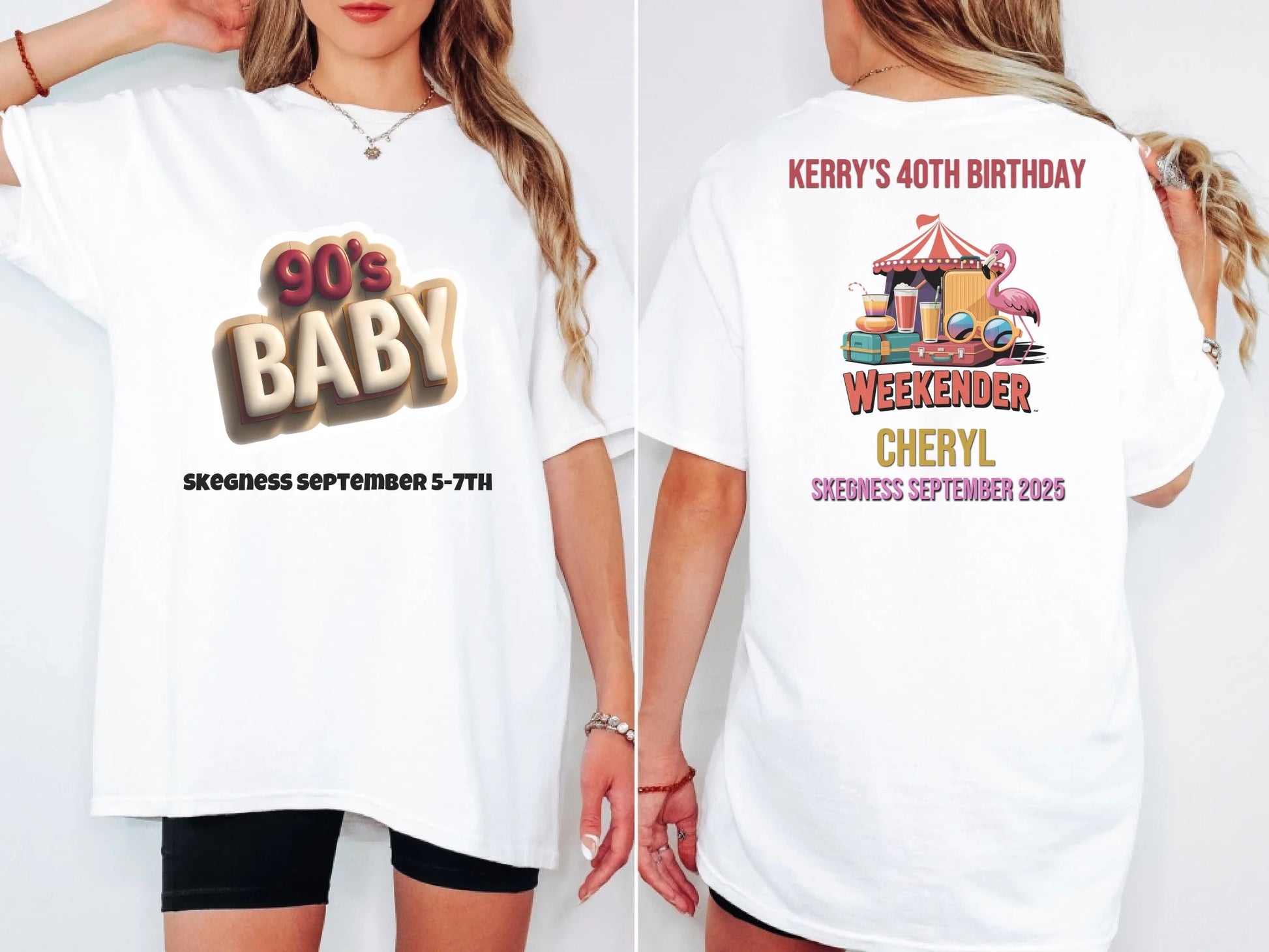 90s Baby 2 - Adult Weekender Front and Back Personalised Unisex Heavy T-Shirt or Hoodie - 90s - Adult Weekender