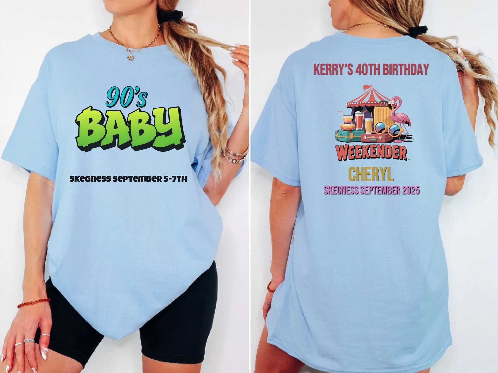 90s Baby 3 - Adult Weekender Front and Back Personalised Unisex Heavy T-Shirt Sweatshirt Hoodie - 90s - Adult Weekender