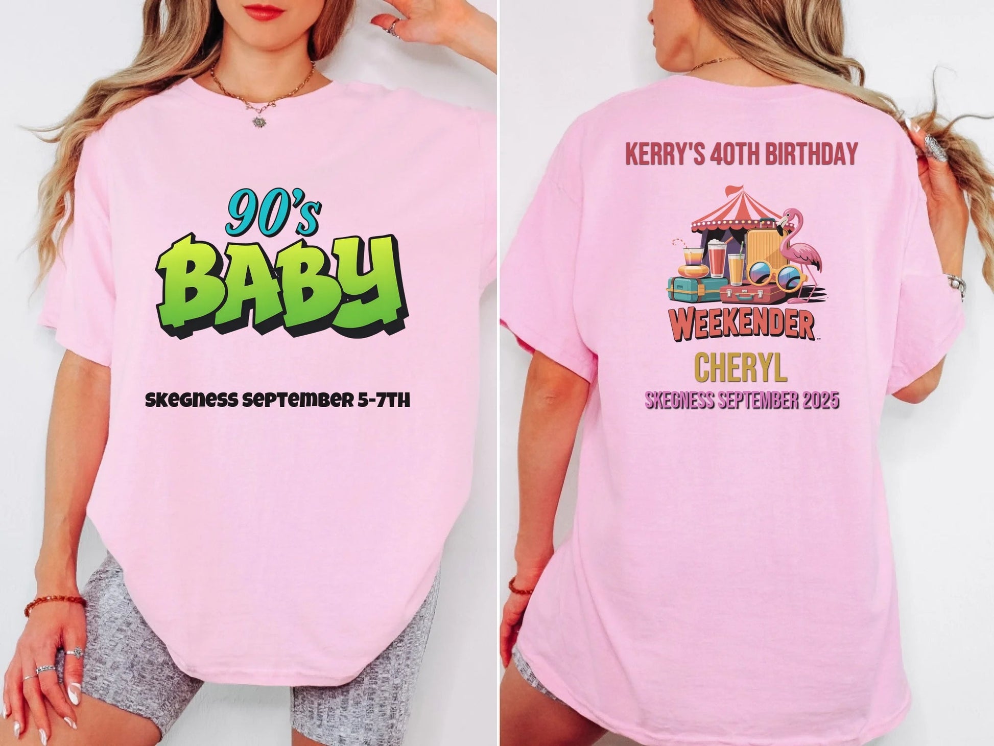 90s Baby 3 - Adult Weekender Front and Back Personalised Unisex Heavy T-Shirt Sweatshirt Hoodie - 90s - Adult Weekender