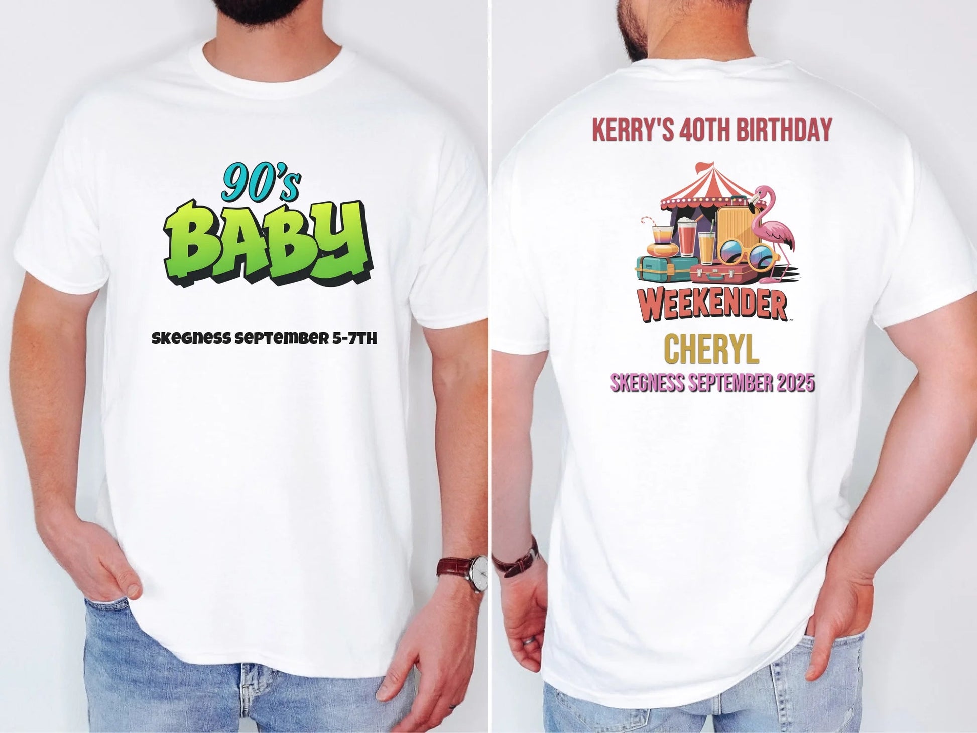 90s Baby 3 - Adult Weekender Front and Back Personalised Unisex Heavy T-Shirt Sweatshirt Hoodie - 90s - Adult Weekender