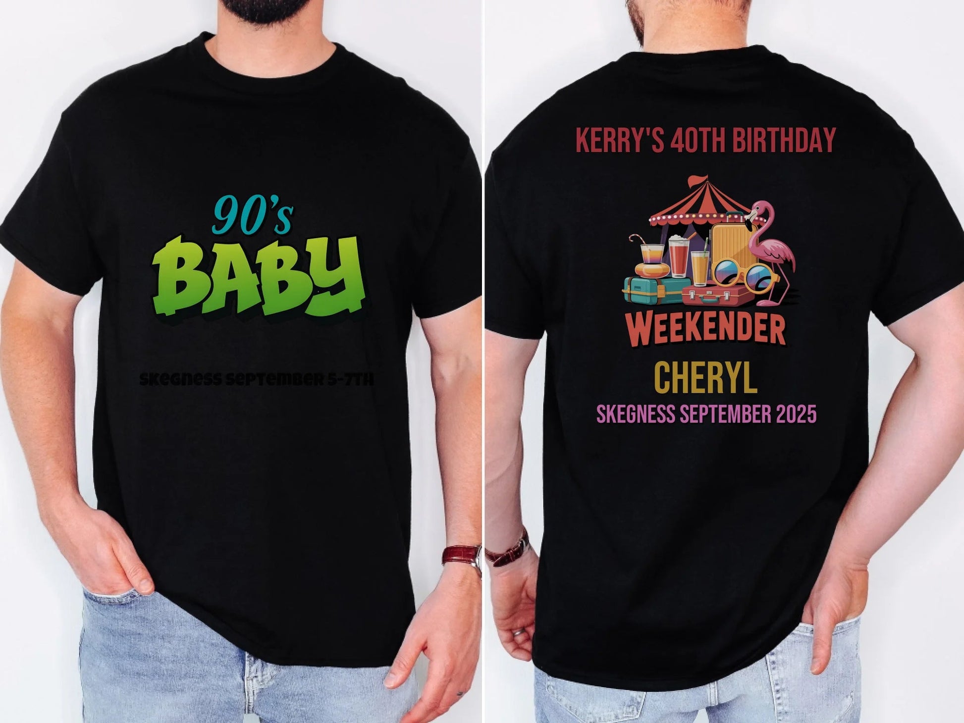 90s Baby 3 - Adult Weekender Front and Back Personalised Unisex Heavy T-Shirt Sweatshirt Hoodie - 90s - Adult Weekender