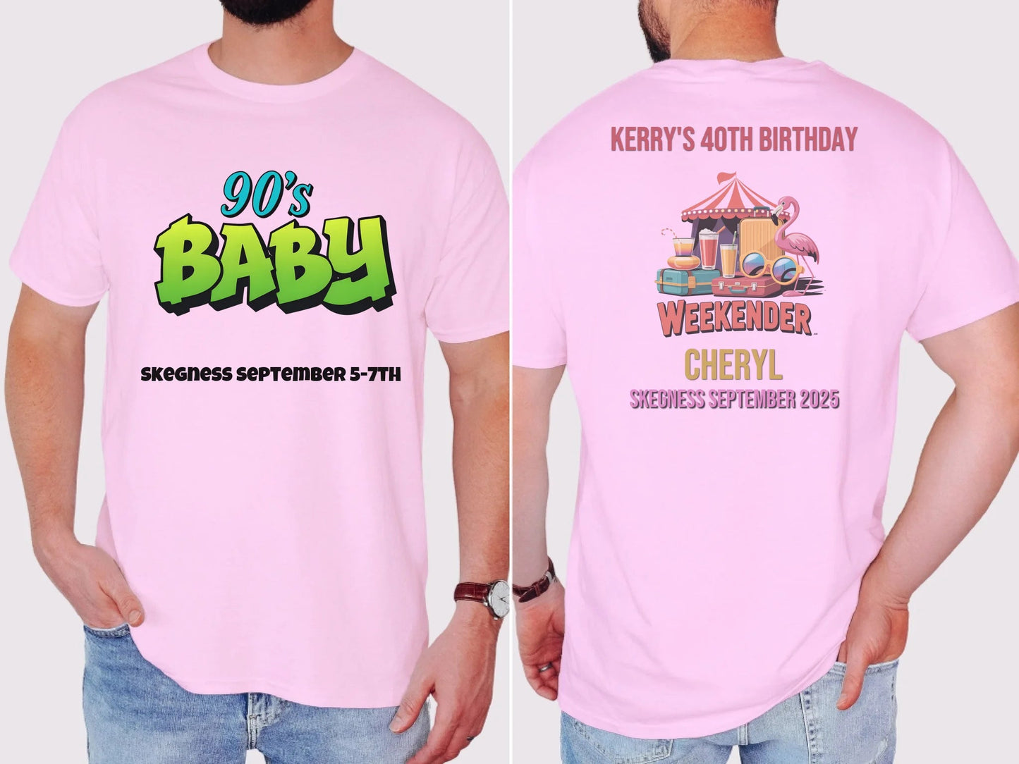 90s Baby 3 - Adult Weekender Front and Back Personalised Unisex Heavy T-Shirt Sweatshirt Hoodie - 90s - Adult Weekender