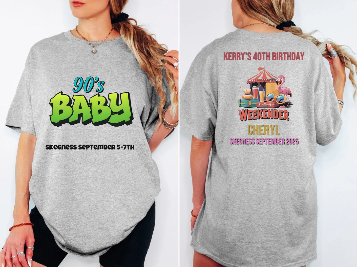 90s Baby 3 - Adult Weekender Front and Back Personalised Unisex Heavy T-Shirt Sweatshirt Hoodie - 90s - Adult Weekender