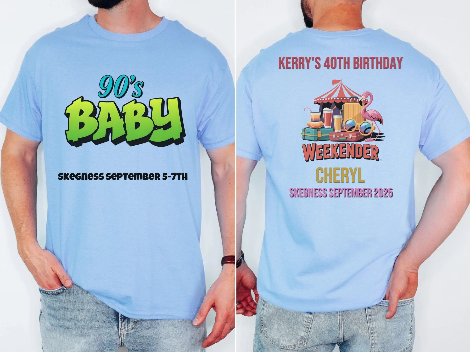 90s Baby 3 - Adult Weekender Front and Back Personalised Unisex Heavy T-Shirt Sweatshirt Hoodie - 90s - Adult Weekender