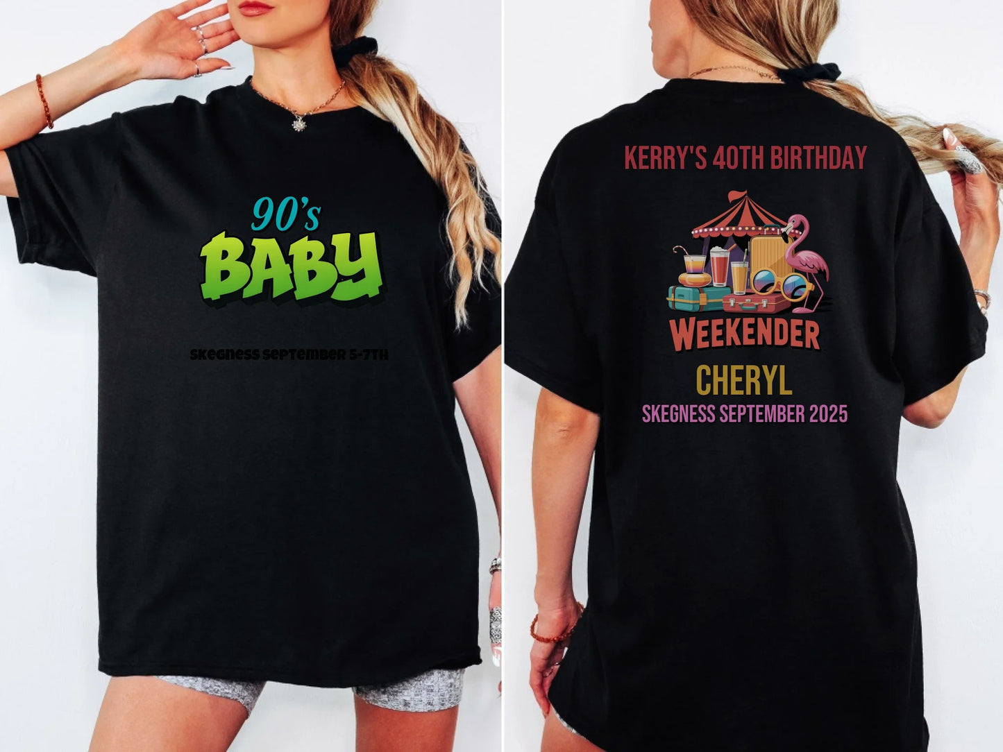 90s Baby 3 - Adult Weekender Front and Back Personalised Unisex Heavy T-Shirt Sweatshirt Hoodie - 90s - Adult Weekender