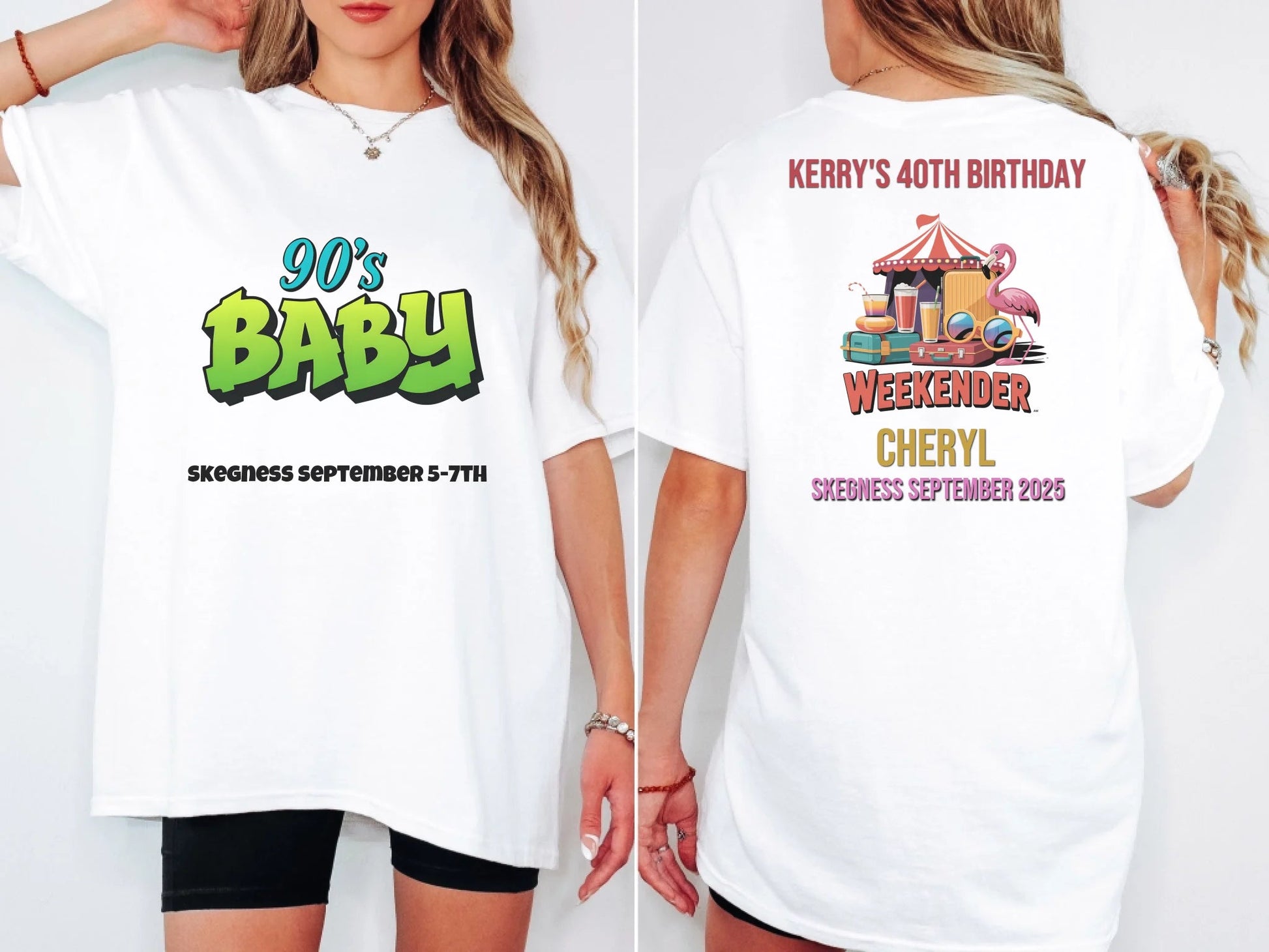 90s Baby 3 - Adult Weekender Front and Back Personalised Unisex Heavy T-Shirt Sweatshirt Hoodie - 90s - Adult Weekender