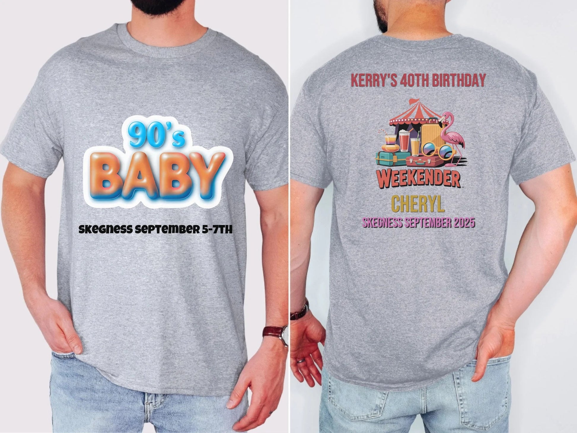 90s Baby - Adult Weekender Front and Back Personalised Unisex Heavy T-Shirt or Hoodie - 90s - Adult Weekender