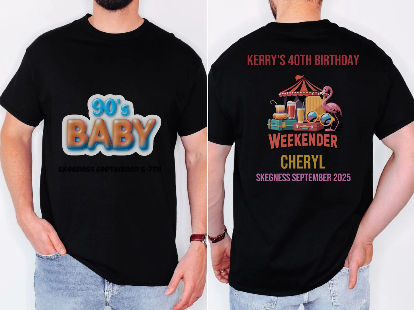 90s Baby - Adult Weekender Front and Back Personalised Unisex Heavy T-Shirt or Hoodie - 90s - Adult Weekender