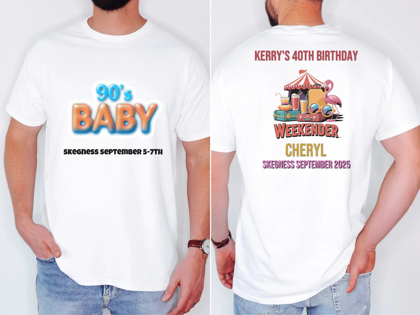 90s Baby - Adult Weekender Front and Back Personalised Unisex Heavy T-Shirt or Hoodie - 90s - Adult Weekender