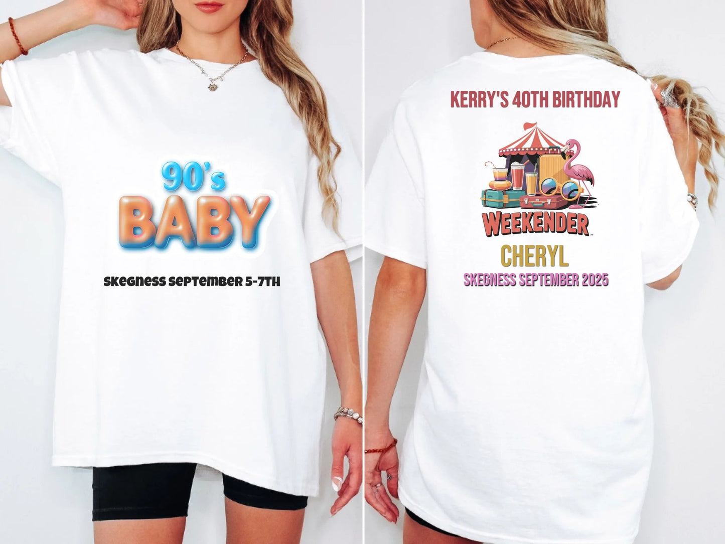 90s Baby - Adult Weekender Front and Back Personalised Unisex Heavy T-Shirt or Hoodie - 90s - Adult Weekender
