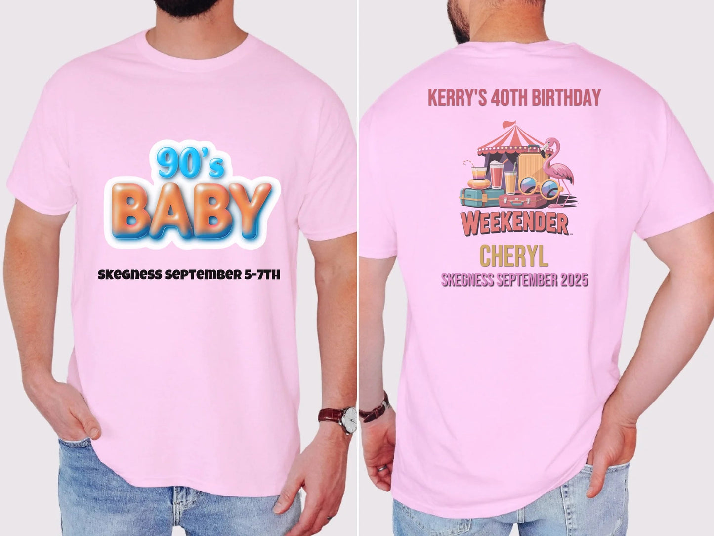 90s Baby - Adult Weekender Front and Back Personalised Unisex Heavy T-Shirt or Hoodie - 90s - Adult Weekender