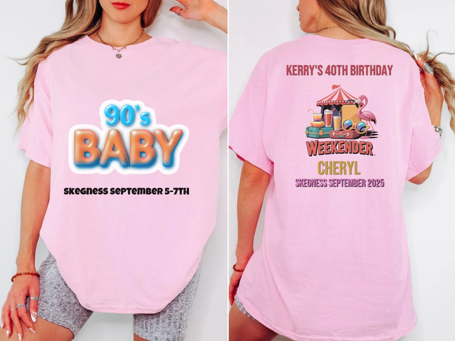 90s Baby - Adult Weekender Front and Back Personalised Unisex Heavy T-Shirt or Hoodie - 90s - Adult Weekender