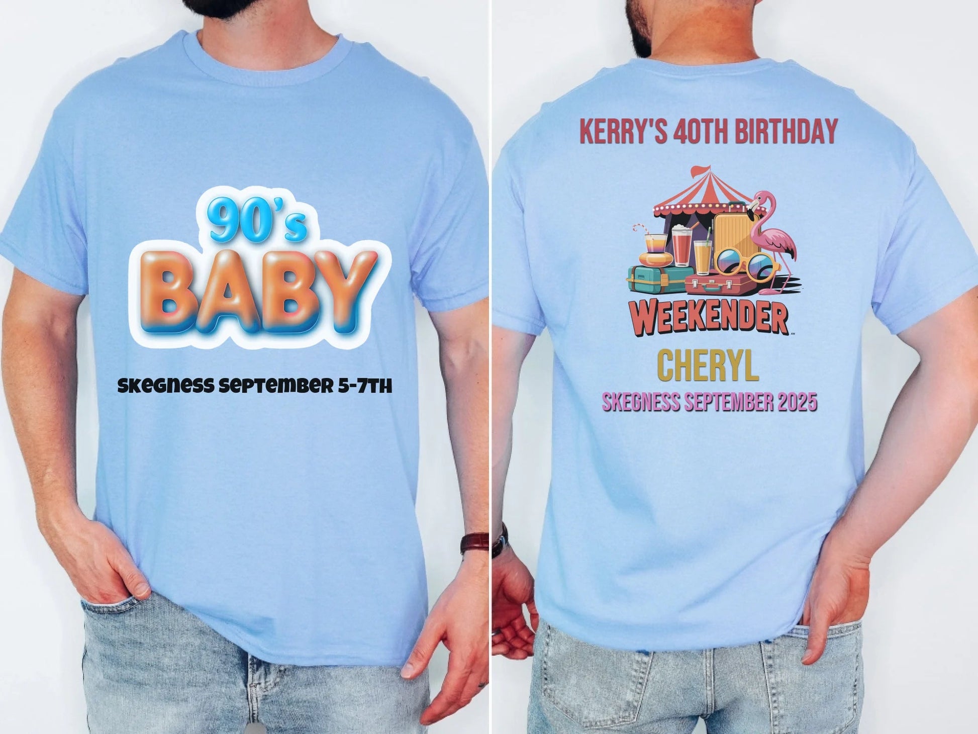 90s Baby - Adult Weekender Front and Back Personalised Unisex Heavy T-Shirt or Hoodie - 90s - Adult Weekender