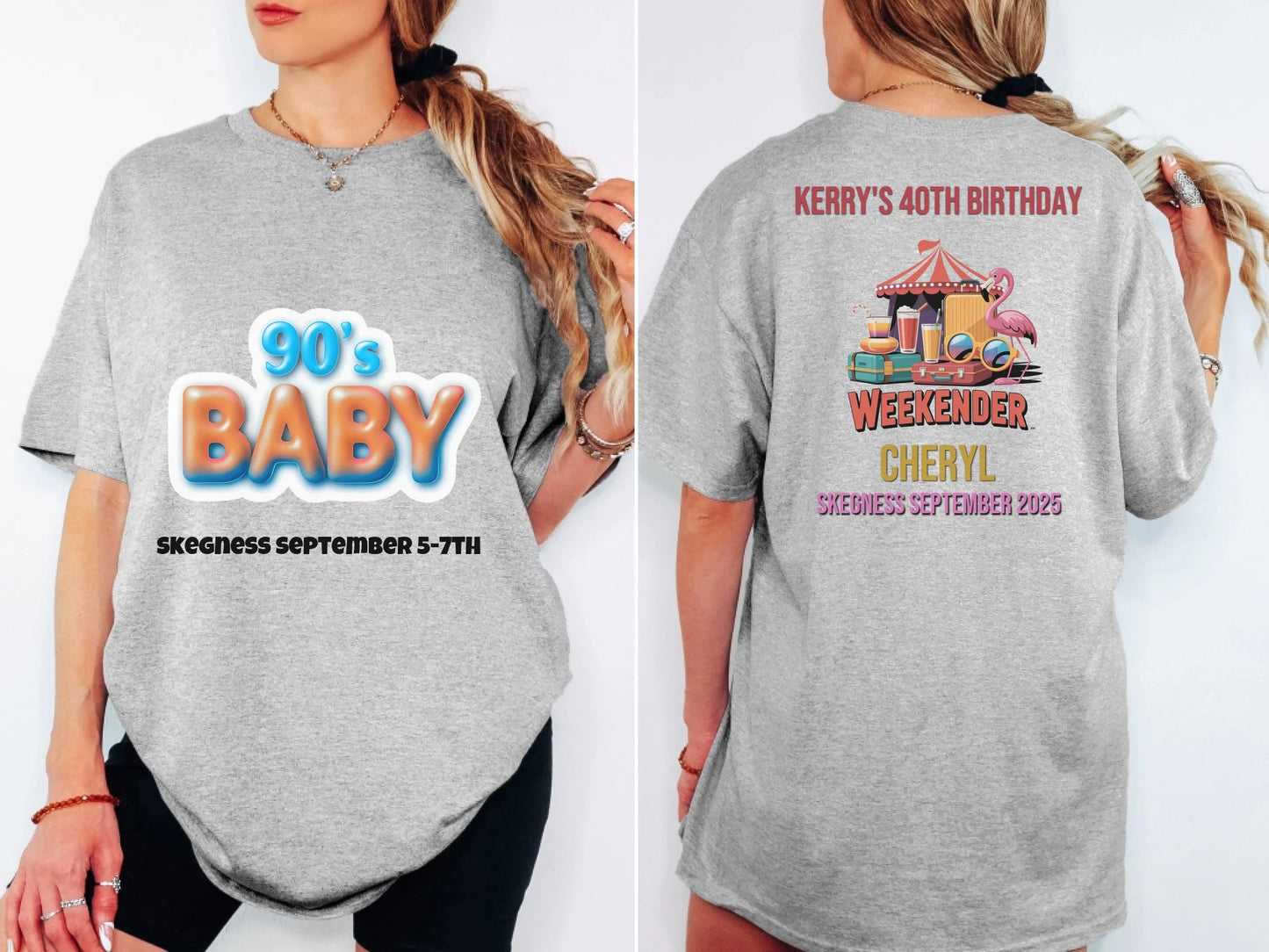 90s Baby - Adult Weekender Front and Back Personalised Unisex Heavy T-Shirt or Hoodie - 90s - Adult Weekender