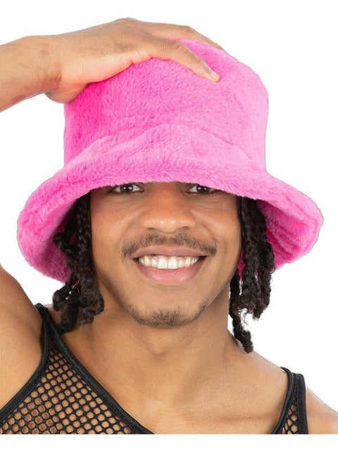 90s Pink Fur Bucket Hat - Adult Weekender