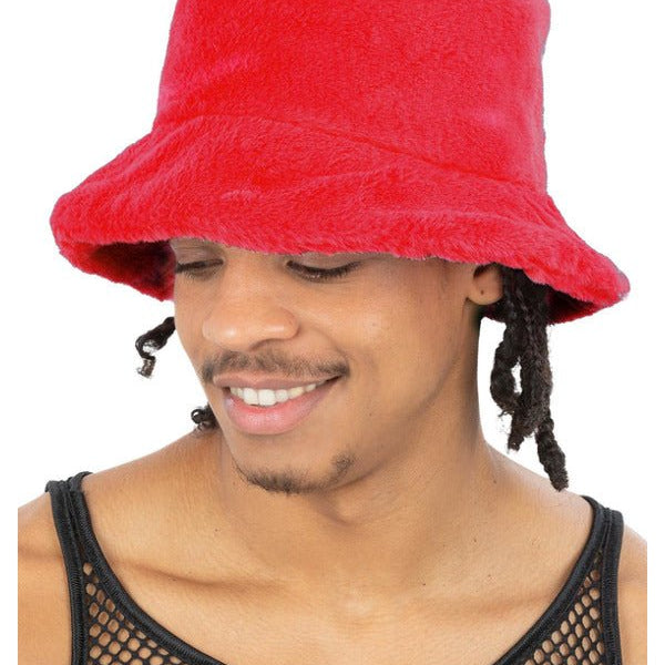 90s Red Fur Bucket Hat - Adult Weekender