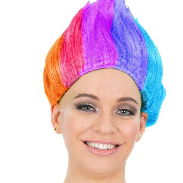 90s Troll Wig, Rainbow - Adult Weekender