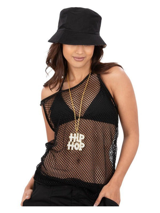 90s Unisex String Vest, Black - Adult Weekender