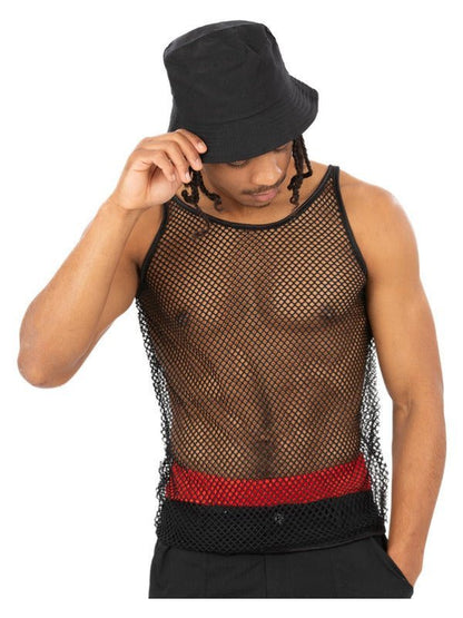 90s Unisex String Vest, Black - Adult Weekender