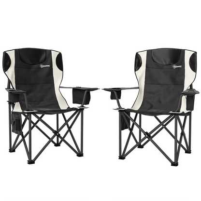 Outsunny Set of 2 Padded Folding Picnic Chairs with Cooler Bag