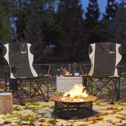 Outsunny Set of 2 Padded Folding Picnic Chairs with Cooler Bag