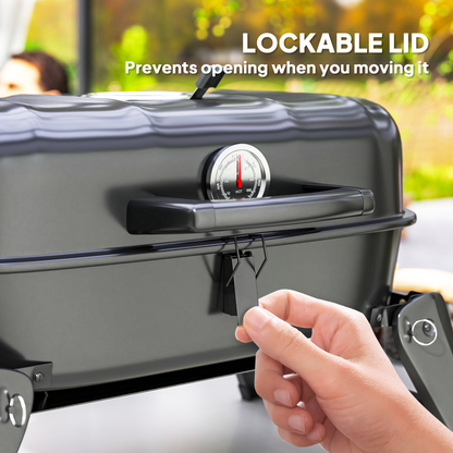 Outsunny Folding Charcoal Barbecue Grill, Portable BBQ for Camping