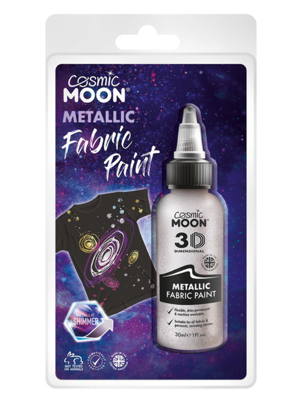 Cosmic Moon Metallic Fabric Paint, Silver – Front