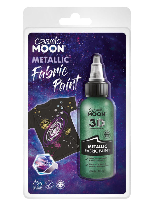 Cosmic Moon Metallic Fabric Paint, Green – Front