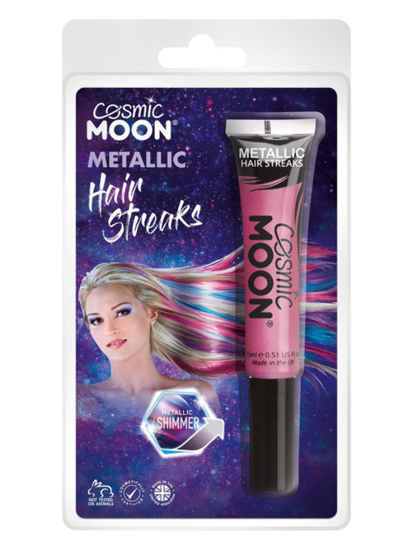 Cosmic Moon Metallic Hair Streaks, Pink – Front