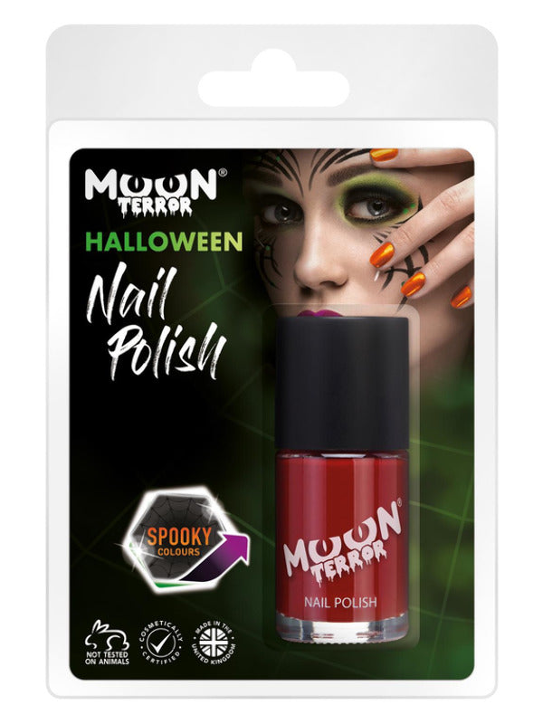 Moon Terror Halloween Nail Polish, Red – Front