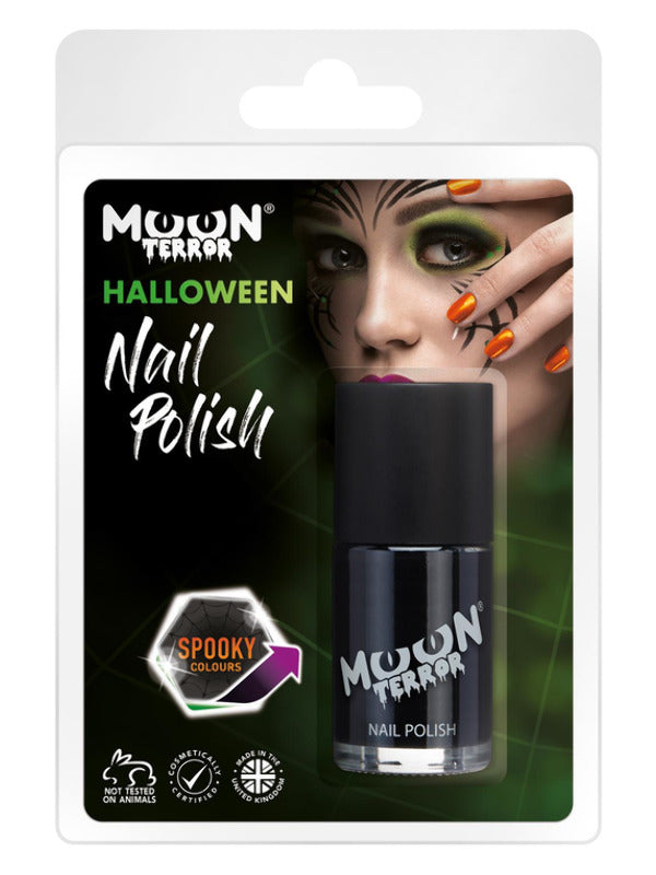 Moon Terror Halloween Nail Polish, Black – Front