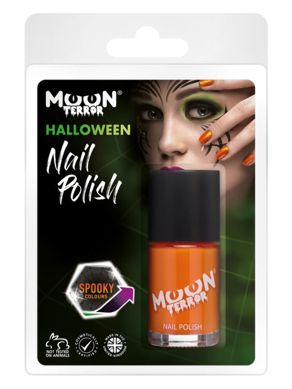 Moon Terror Halloween Nail Polish, Orange – Front