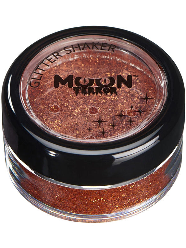 Moon Terror Halloween Glitter Shakers, Orange – Front