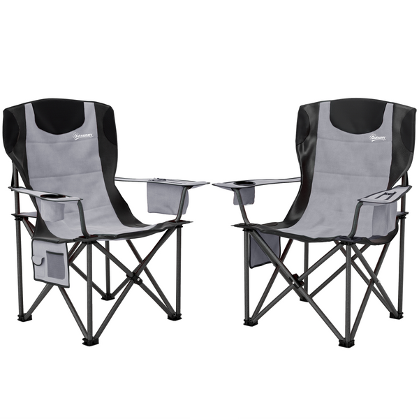 Outsunny Set of 2 Padded Folding Picnic Chairs with Cooler Bag