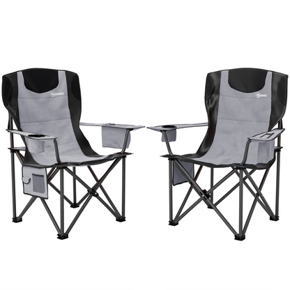 Outsunny Set of 2 Padded Folding Picnic Chairs with Cooler Bag