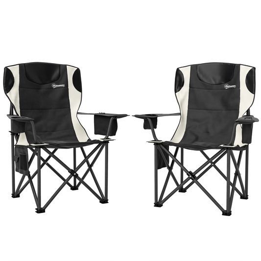 Outsunny Set of 2 Padded Folding Picnic Chairs with Cooler Bag