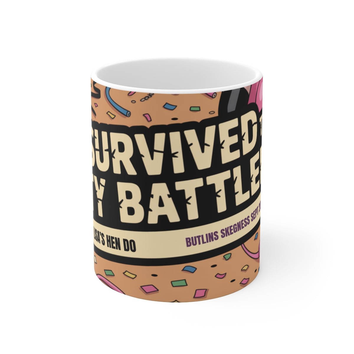 Adult Weekender Personalised I survived the Party Battlefield 11oz Ceramic Mug - Adult Weekender