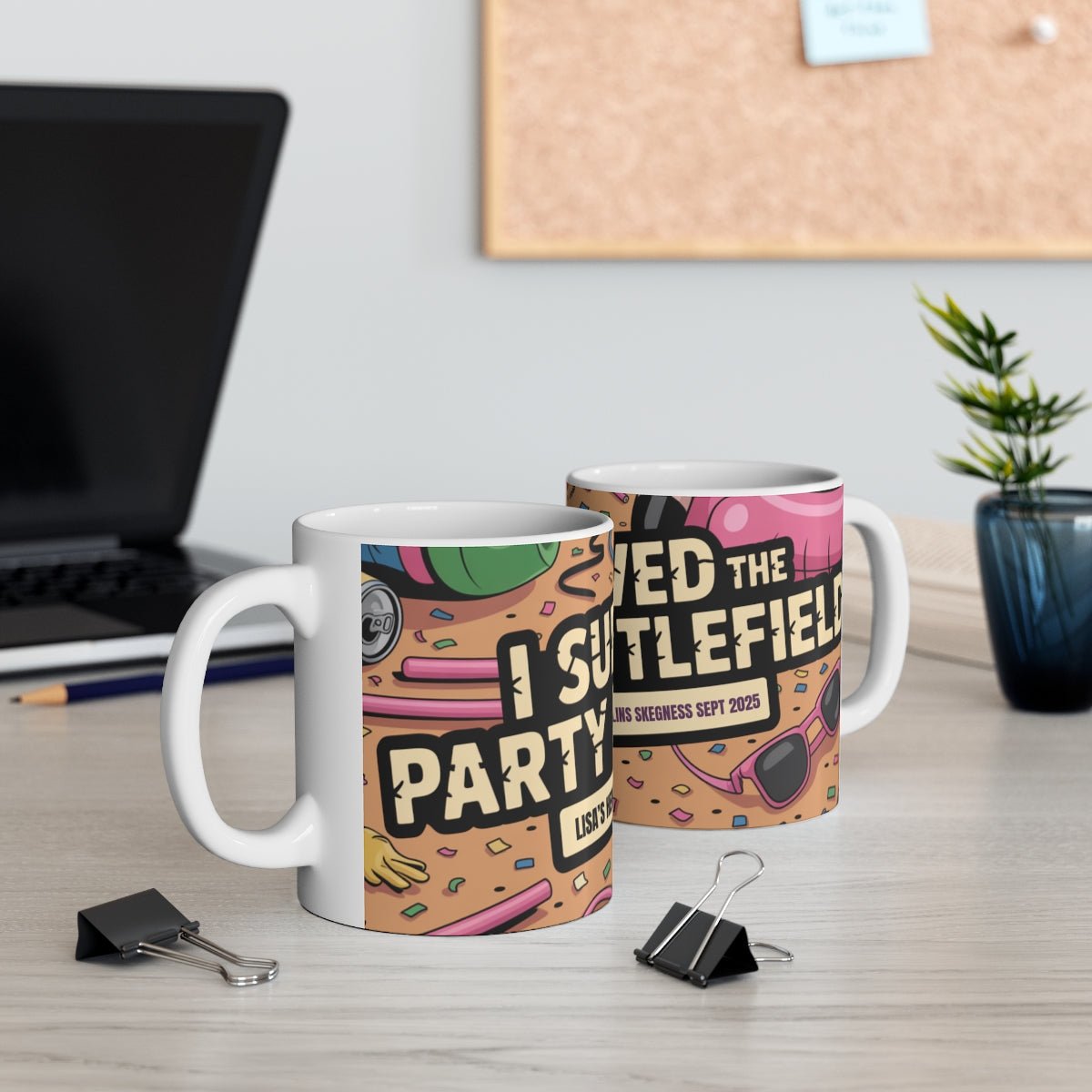Adult Weekender Personalised I survived the Party Battlefield 11oz Ceramic Mug - Adult Weekender