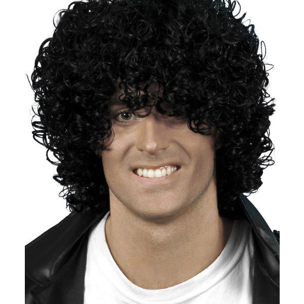 Afro Wet Look Wig, Black - Adult Weekender