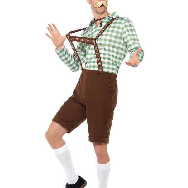 Alpine Bavarian Costume, Green & Brown - Adult Weekender