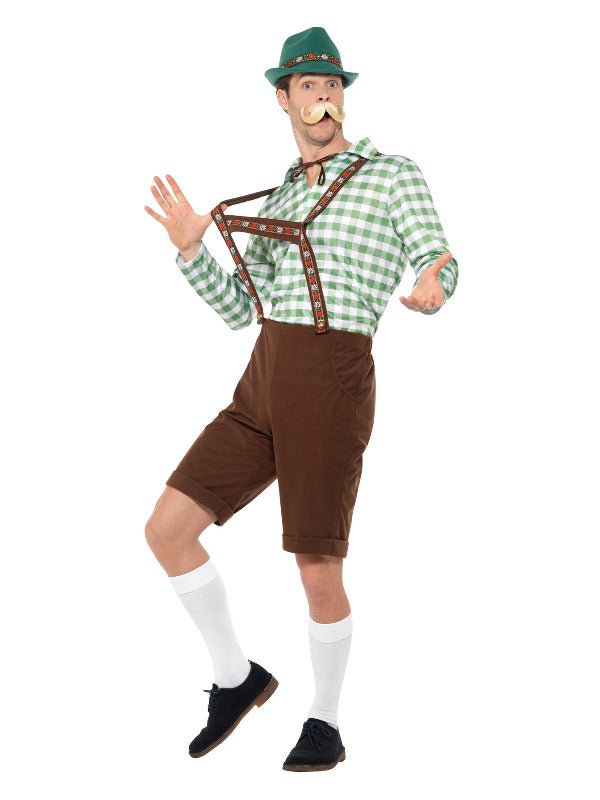 Alpine Bavarian Costume, Green &amp; Brown - Adult Weekender