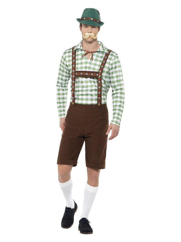 Alpine Bavarian Costume, Green &amp; Brown - Adult Weekender