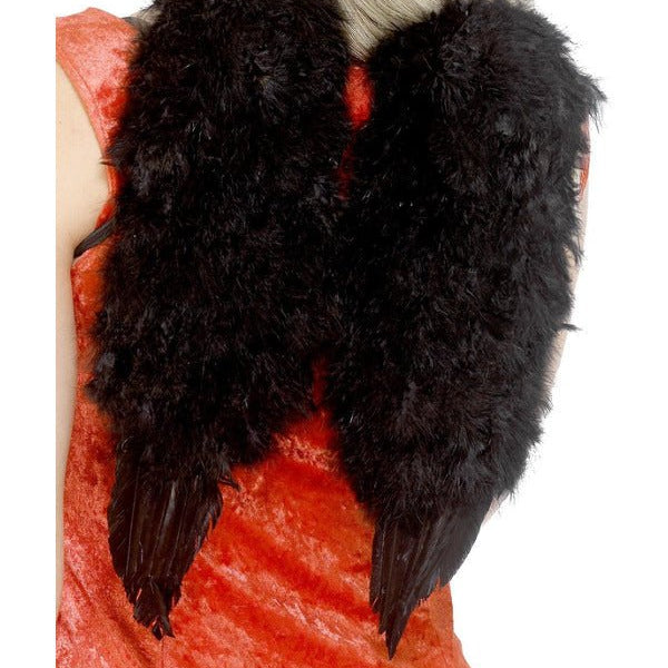 Angel Wings, Feathered, Black - Adult Weekender